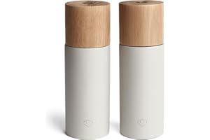 SPRINGLANE KITCHEN SPRINGLANE Set di 2 macinasale e macinapepe in legno di faggio e cemento – Macina spezie con macinino in ceramica regolabile – Design moderno e durevole (Grigio)