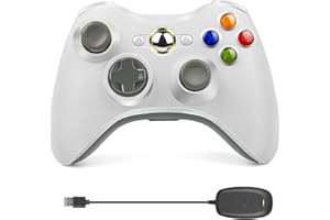 Labtec Wireless Controller for Xbox 360, 2.4GHZ Gamepad Joystick Wireless Game Controller for Xbox 360 & Slim Console and PC Windows XP/7/8/10 (White)