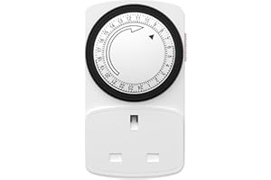 HBN 24 Hour Timer Plug Socket UK,Plug-in Segment Plugs Timers Switch,Programmable Energy Saving Light Switchs for Home Security Light Socket,Lamp, Christmas Lights(15min,1Pack)