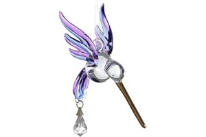 WILD THINGS Handmade Fantasy Glass Hummingbird Suncatcher Gift Purple