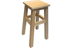 Acan Tradineur - Taburete clásico bajo para Cocina, Taburete Madera Natural Cuadrado, Macizo 48,5 x 28 x 28 cm