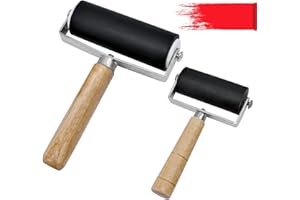 TULEBOLIAN 2er-Pack Gummiwalze, 10cm (4 Zoll) und 6cm (2,4 Zoll) Brayer-Walze, Handwalzenwerkzeug zum Drucken/Malen/Basteln