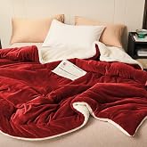 Sherpa Polar Battaniye &Ccedil;ift Taraflı &Ccedil;ift Kişilik 220x240 cm Kırmızı Polyester Mikrofiber