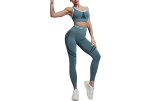 dohomiryo Mujer Conjunto de Ropa de Yoga Sujetador Deportivo y Pantalones Cortos 2 Piezas Conjunto de Yoga sin Costuras Fitness Ropa Deportiva