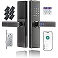 Lengenda Smart Lock,Smart Door Lock,Keyless Entry Door Lock Fingerprint Door Lock with Keypad Digital Door Lock with Handle for Home, Rental, Office and Hotel TUYA Remote Control (grey)