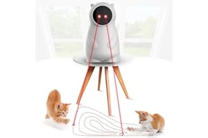 WUGEIN Puntero Laser Gatos,Juguetes Interactivos para Gatos, Juguetes Automáticos Recargables Gatos/Perritos/en Interiores,Rangos de Círculo Ajustables, Recargable por USB