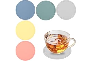 FINALCOOL 5 Pezzi Sottopentola in Silicone Rotondi 10cm, Sottobicchieri Resistenti al Calore, Tappetini per Tazze Lavabili Antiscivolo,Sottopentola Protezione Multifunzionale per Ciotole Tazze Piatti 5Colori