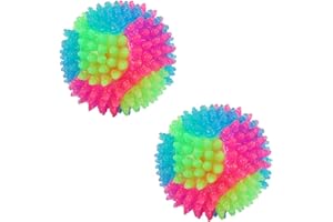 Rolin Roly Palla per Cani Luminosa LED Palla per Cani Atossico Resistenti ai Morsi Gioco di Addestramento Ideale per la Pulizia Dei Denti Dog Toy Ball (2PK Spiky Ball)