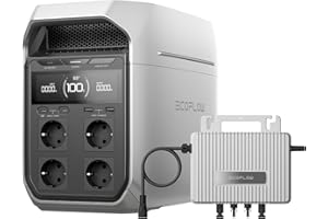 EcoFlow Delta 3 Plus tragbare Powerstation 1024Wh, 0% VAT WLAN STREAM Mikrowechselrichter 800W, LiFePO4-Batterie, 1800W (3600W Spitze) Solargenerator für Notstromversorgung, Camping