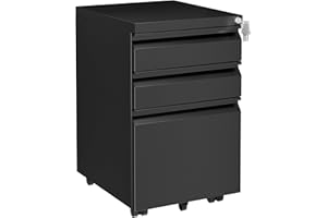 ‎LVSTEEL LVSTEEL Rollcontainer, Aktenschrank Abschließbar mit 4 Schlüsseln, Aktenschrank unter Schreibtisch, mit 3 Schublade, Vormontiert, Abschließbarer, Büro, Homeoffice, für A4/Legal/Letter