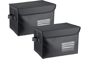 LN COZY CORNER 2PCS Vinyl Record Storage Box Holds 60 7-Inch Records Stackable Collapsible Records Case LP Organizer Crate with Dust-Proof Lid Portable Handle for Collecting Valuable Album