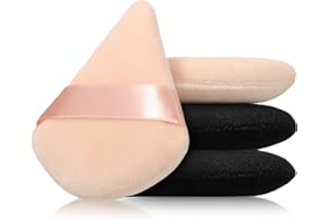 MAITYS Dreieck Makeup Puderquaste 4 Stück Kosmetik Gesicht Puderquaste Schwämmchen Weich Dreieck Puderquaste Samt Keilform Makeup Puff Trocken Nass Puder Schwamm Pads (Schwarz, Nude)