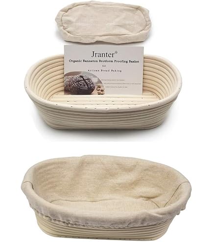 Lot De 2 Paniers à Pain En Rotin Avec Torchon - 25x15cm, Pour La Levée De La Pâte, Boulangerie Maison