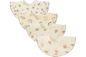Nishine 4 piezas Unisex bebé muselina Bandana Drool baberos 360 grados giratorio algodón dentición alimentación Baberos babeo para niño niña