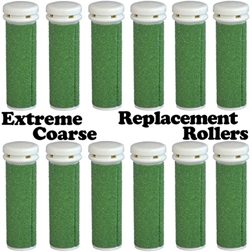 The Pedi Store EXTREME Coarse Micro Mineral Replacement Rollers Compatible with Emjoi Micro-Pedi Callous Remover for Extremely Rough and Tough Calluses (12 pack)