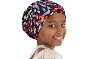 Alnorm Curly Girl Sleeping Cap Satin Lined Hair Bonnets with Comfort Elastic Band Adjustable for Teens, Big Kids, Child