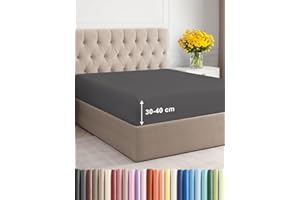 CGK UNLIMITED King Fitted Bed Sheet 150x200x40cm - Extra Deep Fitted Sheet for Mattresses up to 40 cm (16") - Soft Brushed Microfiber - Wrinkle, Shrinkage & Fade Resistant - OEKO-TEX - Dark Grey - Bottom Sheet