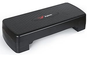 joyionic Step Fitness da Aerobica, Stepper per Esercizi, Multifunzionale, con Superficie Antiscivolo, Regolabile in Altezza, Nero, Misura a Scelta