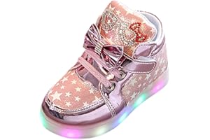 CREOQIJI Babyschuhe Junge Mädchen Leuchtende Turnschuhe Sport Infant Bowknot Stiefel Schuhe Kristall Blink Schuhe Baby Sportschuhe Mit Flachem Boden Anti-Rutsch Sneaker Einzelne Schuhe