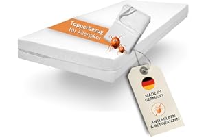 sleepling Pokrowiec na topper 180 x 200 cm, osłona przeciwroztoczowa, Evolon Encasing dla alergików, ochrona przeciwroztoczowa i antyalergiczna dla osób uczulonych na kurz, topper do 6 cm, odporny na