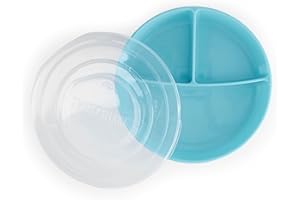 Twistshake Assiette Divisée – Vaisselle pour Bébé avec Couvercle Hermétique – Plateau de Sevrage Sans BPA – Accessoire d’Alimentation en 3 Compartiments – Essentiel Nouveau-Né – Bleu