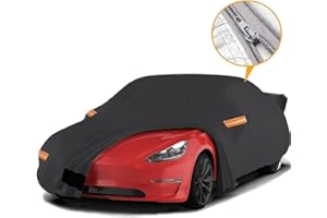 BIG ANT Cubierta de automóvil para Tesla Model Y, 6 Capas Durable Tesla Outdoor Cover All Weather Protection Cubiertas de automóvil con Malla ventilada y Cremallera de Puerta Izquierda para Tesla Model Y