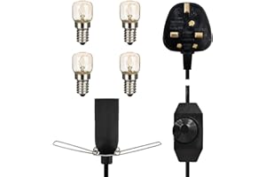 Haraqi Salt Lamp Cord with Dimmer Control +Safe Plug and 4 Bulbs (E14 Original Replacement),| Himalayan Salt lamp Replacement Spare Power Cord Cable