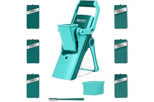 Genius Gemüseschneider Nicer Dicer Mando 12tlg., Gemüsehobel, Gemüse Schneider, Gurkenhobel, Mandoline Vegetable Chopper mit 6 austauschbaren Klingen, Küchenhobel für Scheiben Julienne Streifen