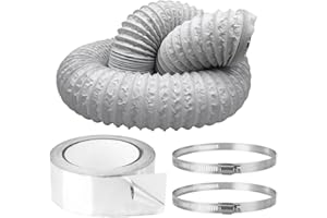 CLIUNT Abluftschlauch 6m,Ø 125mm Flexibel PVC Alurohr,Lüftungsschlauch mit 2 Schellen und 1 Klebeband,für Klimaanlagen,Wäschetrockner,Abzugshaube