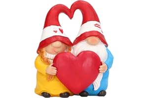KENANLAN Estatua de Pareja de Gnomos de Jardín, Figura de Resina de Pareja Enamorada de Gnomos de Jardín, Adorno de Gnomo Resistente Al Agua Exquisito para Decoración de Patios Traseros de Jardín