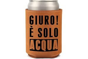 VULFIRE Regalo per lui Uomo gadget divertenti Raffredda Lattina Ecopelle Sintetica Idea regalo Simpatico Birra Personalizzato Giuro è solo acqua Decorazioni feste Compleanno Natale (Marrone - Giuro è acqua)