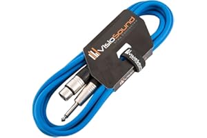 VisioSound Female XLR to 6.35mm 1/4" Mono Jack Lead/Microphone/Signal Cable / 6 Colours 3m Blue