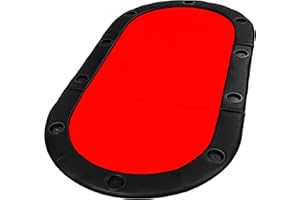 GAMES PLANET Support de Poker Pliable Straight Flush avec Sac, 208 x 106 x 3 cm, Panneau MDF, Repose-Bras rembourré, 10 Porte-Boissons, Rouge