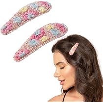 Radhu & Kabby Hand Embroidered Floral Tic-Tac Pin | Hair Clips for ...