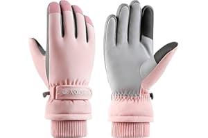 Andiker Guanti da sci invernali da donna, invernali, caldi, impermeabili, touch screen, antiscivolo, per sci, corsa e ciclismo