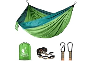 Fieleer Ultraleicht Reise Outdoor Hängematte Camping Hammock | Mit Premium Karabinern&2,5cm Breiten Schwerlastgurten mit 6 Schlingen | 275x140cm, 300kg Traglast, Fallschirm Nylon | Für Draußen Drinnen