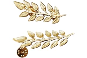 Sttiafay Suit Collar Pin Double Gold Leaves Sweater Brooch Pin Shirt Collar Decoration Jewelry for Women and Men