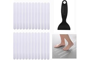FRDELMA Adesivi Antiscivolo per Doccia e Vasca da Bagno, 24 pezzi di Strisce antiscivolo per vasca e doccia Strisce Antiscivolo per bagno con raschietto in silicone per vasca e doccia, scale