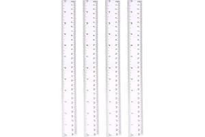 UDEWO 4 Pack 30cm Clear Plastic Ruler - 12 Inches Shatter Resistant Metric Transparent Straight Measuring Ruler Tool for Student School Office