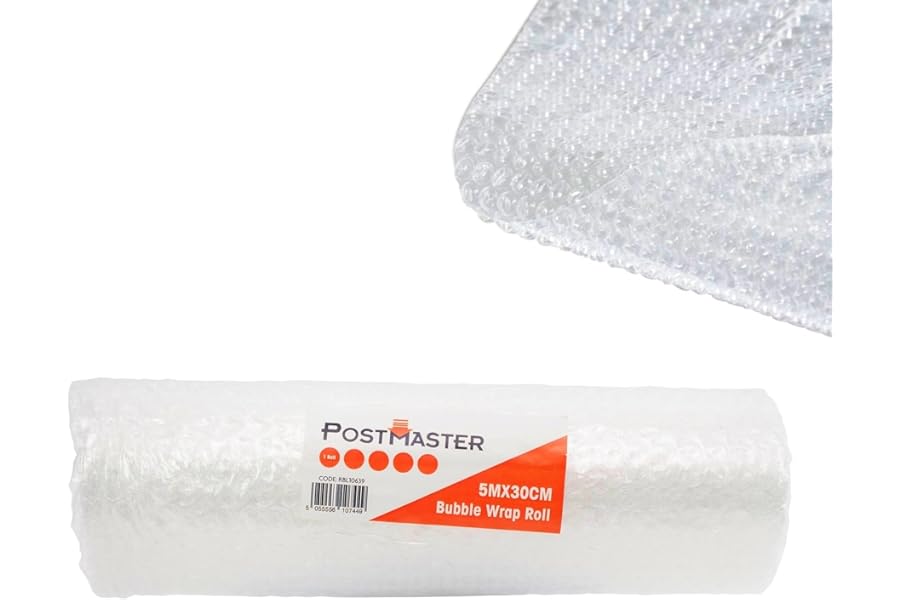 Postmaster Large Bubble Wrap Roll 300mm x 5m - Small Air Bubbles Packaging for Moving House & Packing Storage Boxes