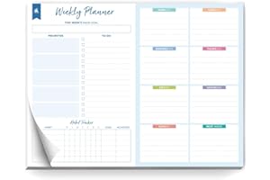 Clever Fox Weekly Desk Planner – Desktop Notepad, To Do List & Planning Pad for Productivity, 50 Tear Off Weekly Journal Sheets, A4 (Blue)