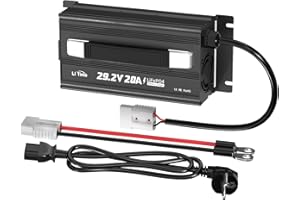 ‎LITIME LiTime 29,2V 20A Ładowarka Akumulatorów Litowych, Ładowarka Do Akumulatorów LiFePO4 z Wentylatorem Chłodzącym i Wieloma Funkcjami Bezpieczeństwa, Zaprojektowana do Ładowania Akumulatorów Lifepo4