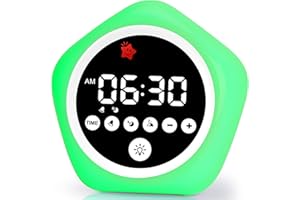 ANNNGUL Réveil Enfant éducatif Jour/Nuit Entraîneur de Sommeil pour Enfants avec Veilleuse Temps de Se Réveiller