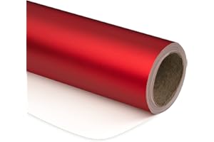 RUSPEPA Papel De Regalo Rojo Metálico - Mini Rollo - Papel Mate De Color Sólido Perfecto Para Bodas, Cumpleaños, Navidad, Baby Shower - 44 cm X 10 m