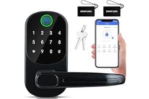 TEKXDD Smart Door Lock, 10 in 1 Fingerprint Door Lock, Electronic Keyless Entry Handle with Bluetooth, Biometric Fingerprint and Touch Digital Keyboard, TTLOCK