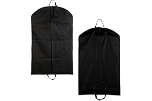 BNFGD 2Pcs Suit Bag,Black Suit Carriers for Men for Travel,Which Dust Cover and Reusable for Suits and Coats,Zipper Garment Bag,Breathable Suit Bag Perfect for Travel or Home.