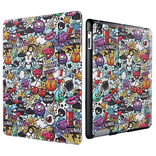 iPad 2 3 4 Hülle, ESR® Illustrator Series PU Ledertasche mit Auto aufwachen/Schlaf Funktion Schutzhülle für iPad 2/3/4 (Gekritzel) - 3