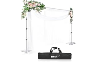EMART Supporto per sfondo fotografico con base in acciaio, sistema di sfondo regolabile da 2,6 m x 3 m per studi fotografici, video studio, ritratto, decorazione per feste - argento