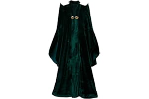 Oakamy Minerva Mcgonagall Costume Witch Vampire Robe Wizard Magician Halloween Carnival Cosplay Sorceress Dress Collar Cloak Long Cape Cloak