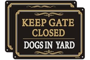 AFUVEN Keep Gate Closed Signs Dogs in Yard Signs 25x18cm Keep Gate Shut Dog Yard Sign Metal Reflective Aluminum Anti UV Protected Waterproof Durable Easy to Install Indoor & Outdoor Use 2 pack